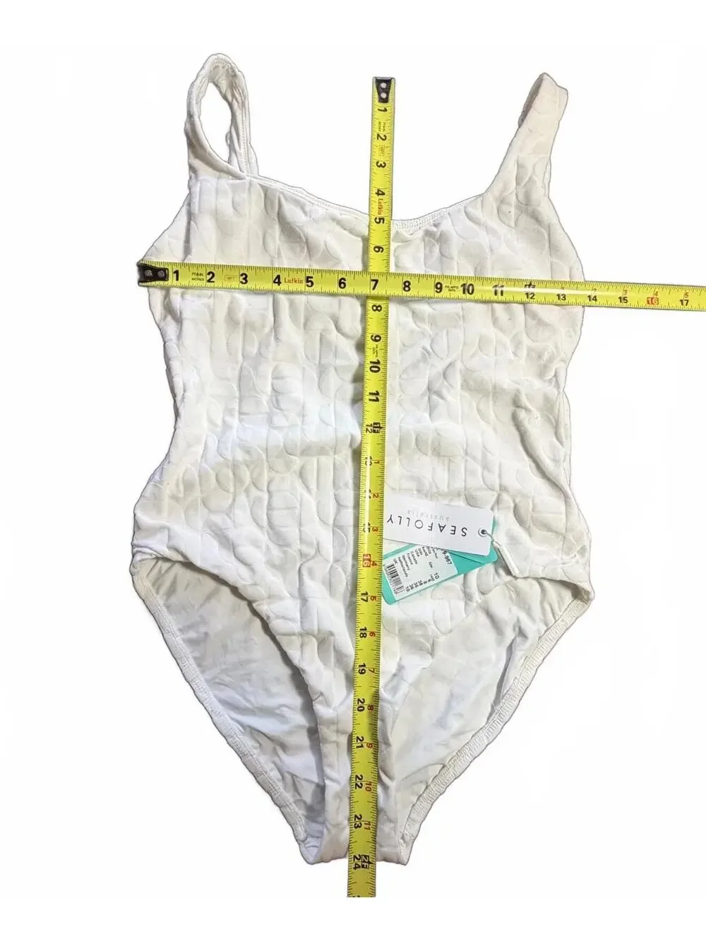 SEAFOLLY white CAPRI scoop neck tank one piece swimsuit size 6 NWT